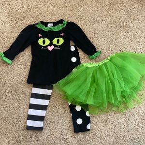 Halloween black cat 3 piece girls set 18/24 months